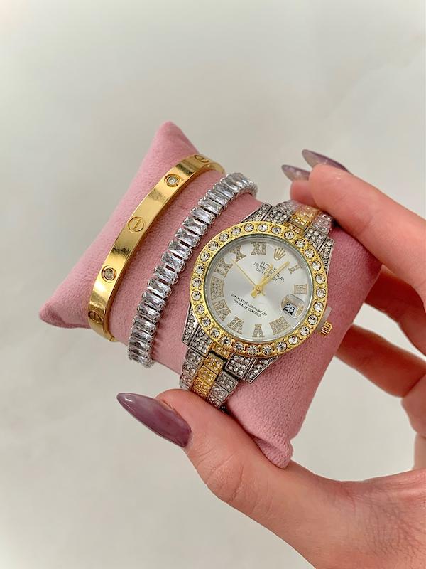ساعت فول‌نگین رولکس( رنگ‌بندی)✨💎