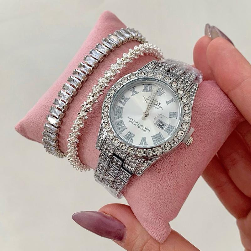 ساعت فول‌نگین رولکس( رنگ‌بندی)✨💎