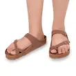 عکس صندل لا انگشتی زنانه برکن استاک شتری مدل مایاری پای مدل