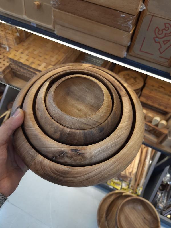 کاسه خمره ای،ظروف پذیرایی چوبی خمره ای در ۴ سایز