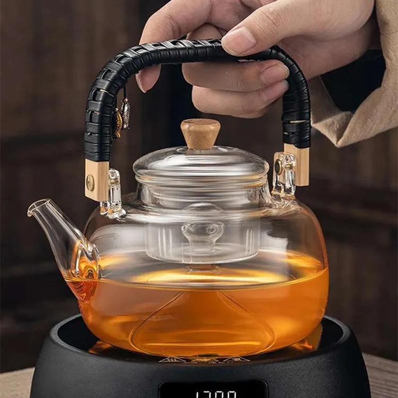 قوری تمام‌پیرکس مدل دسته چرمی