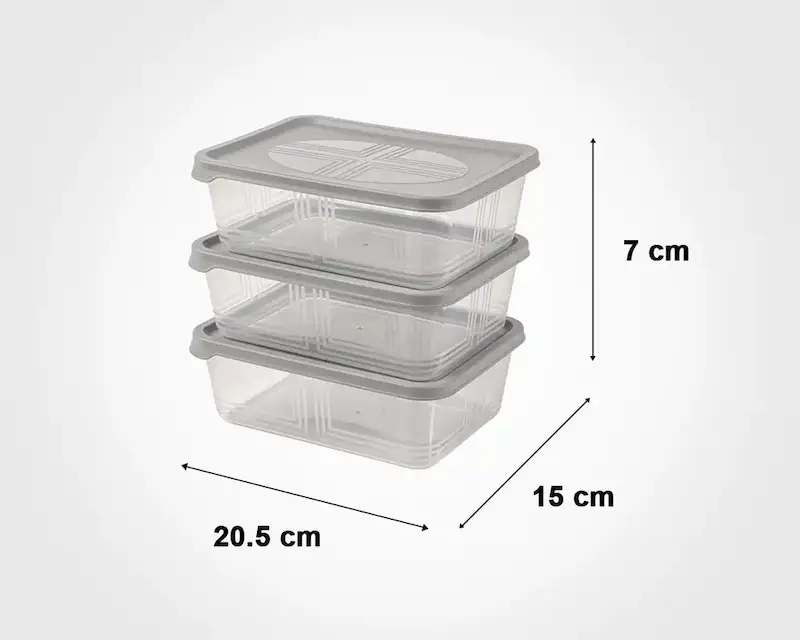 ست ظرف نگه‌دارنده لیمون مدل مستطیل 1.3لیتر کد 2406 - (ست 3 عددی)