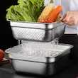 آبکش و لگن مربع یونیک مدل استیل براق کد 2715 - (ست 8 پارچه)