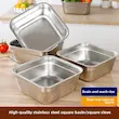 آبکش و لگن مربع یونیک مدل استیل براق کد 2715 - (ست 8 پارچه)