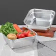 آبکش و لگن مربع سه‌بعدی یونیک مدل استیل براق کد 2725 - (ست 8 پارچه)