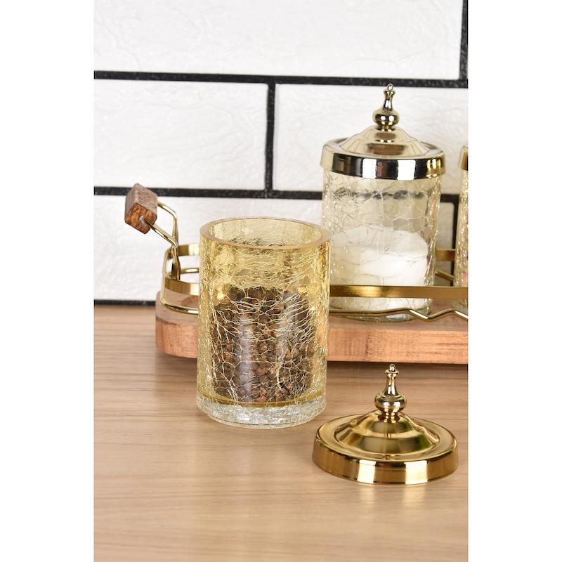 ست جا ادویه 4 پارچه بی وی کی طرح کاریزما کد 412602 به همراه استند 