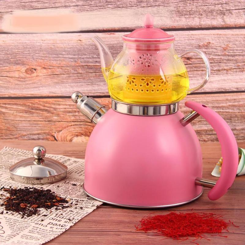 ست کتری و قوری لورنزو مدل سوتی صورتی کد 8050
