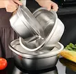 آبکش و لگن مربع یونیک مدل استیل مات کد 2735 - (ست 10 پارچه)