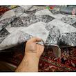 پارچه ملحفه عرض 2 متر مدل هندسی رنگ طوسی