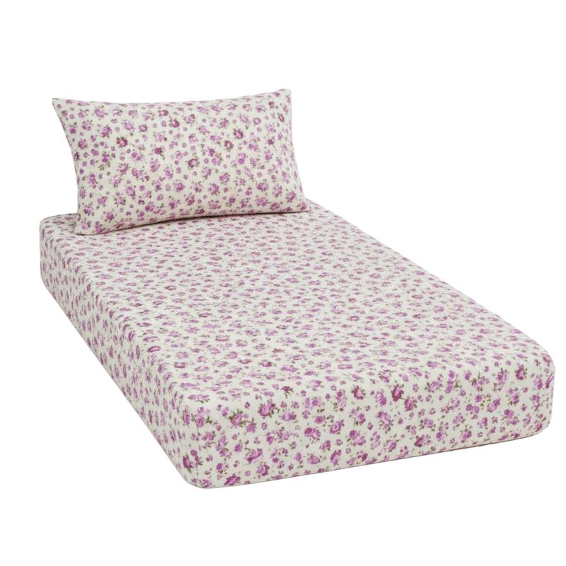 ملحفه تشک کشدار تمام نخ تترون ۲و۱نفره طرح گل ریز آرشام