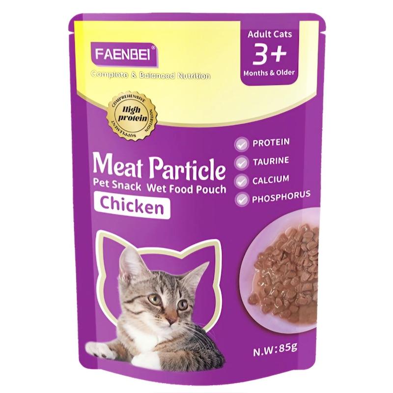 پوچ گربه بالغ فنبی با طعم مرغ ،وزن 85گرم _غذای مرطوب با پروتئین بالا ،برای سلامت پوست و مو و دستگاه گوارش گربه های بالغ 