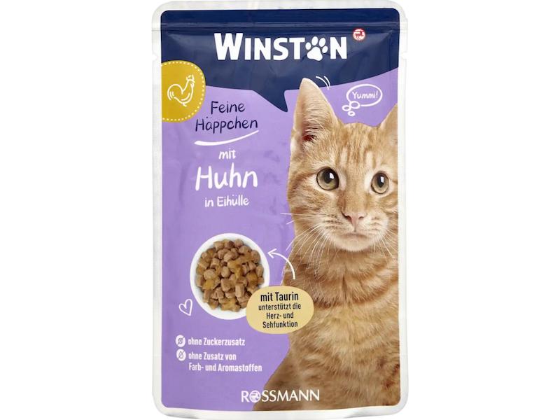 پوچ گربه بالغ وینستون 100گرمی با طعم گوشت مرغ غذای مرطوب با بافت ژله ای ،فاقد مواد مضر غنی از تائورین برای سلامت قلب و بینایی گربه 