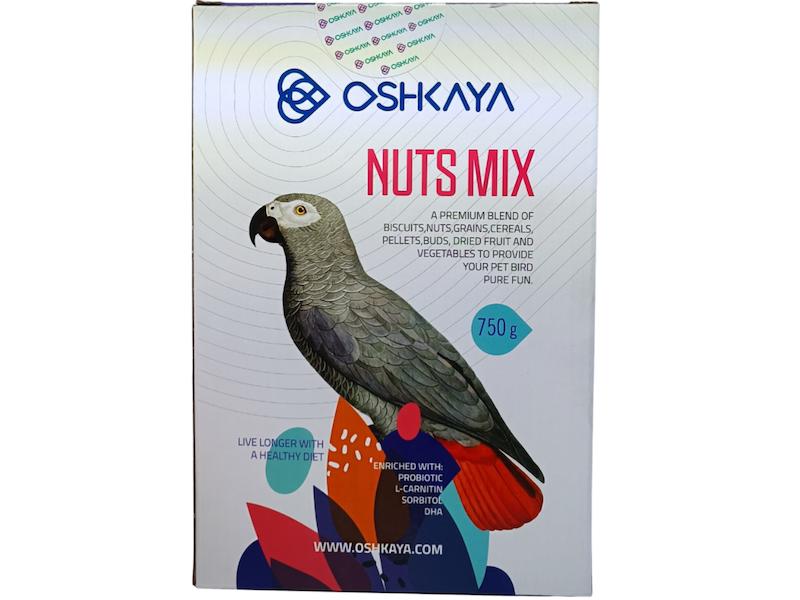 غذای پرندگان زینتی اوشکایا مدل Nuts Mix وزن 750 گرم  Oshkaya Nuts Mix Premium Bird Food – 750g
