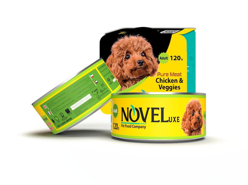 کنسروگوشت خالص مرغ و سبزیجات نوول سگ 120 گرمی – Novel Pure Chicken & Vegetables Dog Food