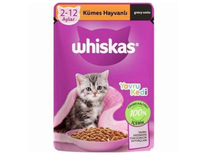 پوچ بچه گربه ویسکاس با طعم پرندگان،غذای مرطوب کامل برای رشد سالم بچه گربه ها،وزن 85گرم