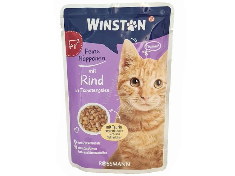 پوچ گربه بالغ وینستون با طعم گوشت گوساله و هویج 100 گرمی ،غذای مرطوب ژله ای ساخت المان ،فاقد رنگ مصنوعی و غنی از تائورین ،ویتامین و بیوتین برای تقویت قلب ،بینایی ،سیستم ایمنی و سلامت پوست گربه 