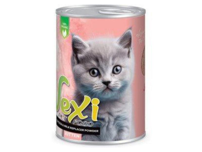 کنسرو بچه گربه وکسی با طعم مرغ و شیر خشک وزن 400 گرم _غذای کامل و مقوی برای رشد سالم بچه گربه ها  