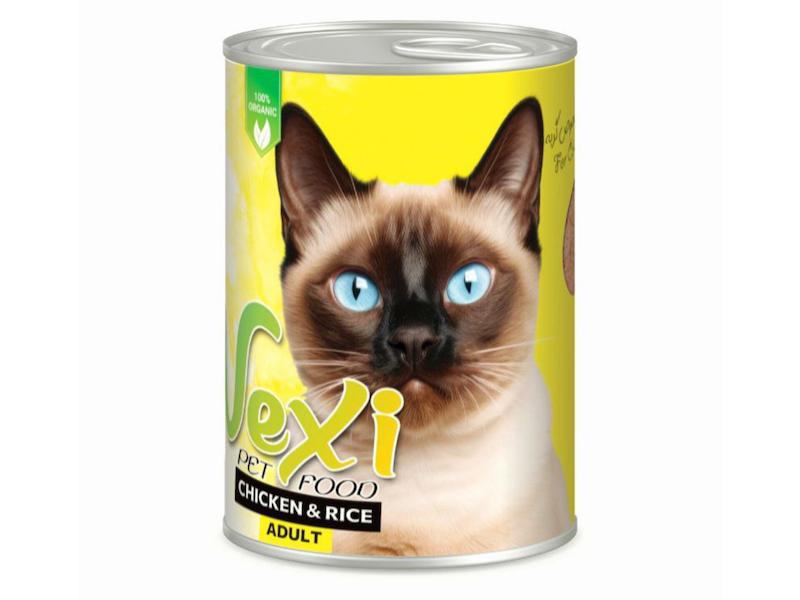 کنسرو گربه وکسی با طعم مرغ و برنج وزن 400 گرم _غذای سبک و مغذی برای گربه بالغ با ترکیب گوشت سفید و غلات 