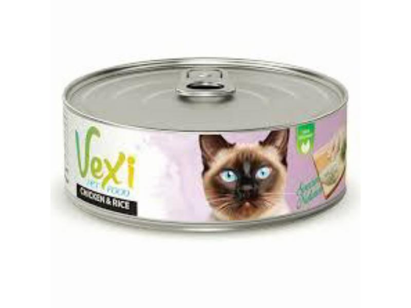 کنسرو نچرال گربه وکسی با طعم ران مرغ و برنج وزن110 گرم _غذای سبک و مغذی برای گربه بالغ با ترکیب گوشت سفید و غلات 