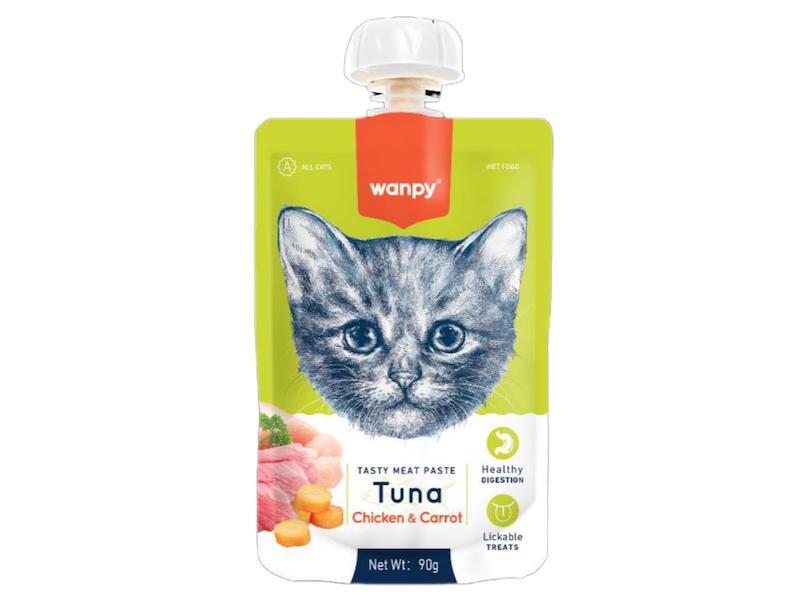 پودینگ گربه ونپی با طعم ماهی تن، مرغ و هویج Wanpy Soup Tuna, Chicken & Carrot وزن 90 گرم