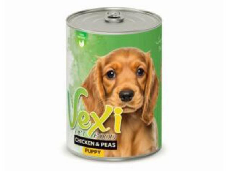 کنسرو پته‌ای سگ وکسی با طعم مرغ و نخودفرنگی Vexi Puppy Food with Chicken & Peas وزن ۴۰۰ گرم