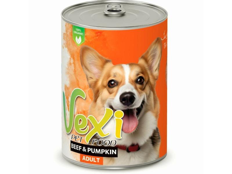 کنسرو پته‌ای سگ وکسی با طعم گوشت و کدوحلوایی  Vexi Dog Food with Beef & Pumpkin وزن ۴۰۰ گرم