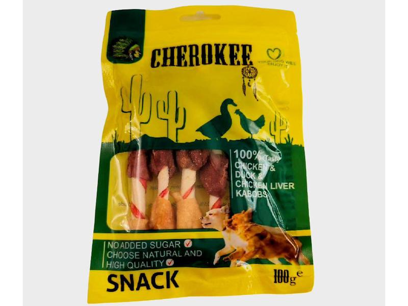 تشویقی سگ مدل Chicken and Duck Kabobs چروکی  وزن: ۱۰۰ گرم