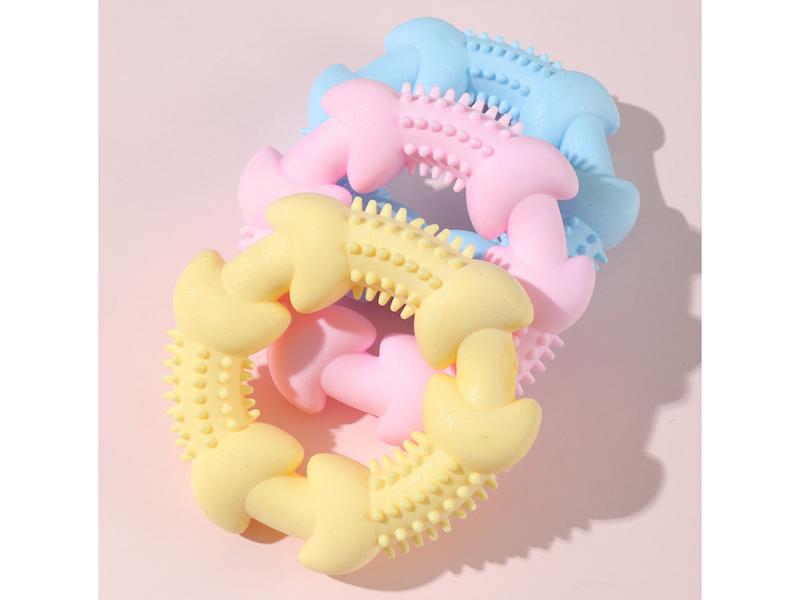 حلقه جویدنی دندانی سگ از جنس پلاستیک TPR مقاوم – اسباب‌بازی آموزش دندان آسیاب، پاک‌کننده دندان و رفع بوی بد دهان