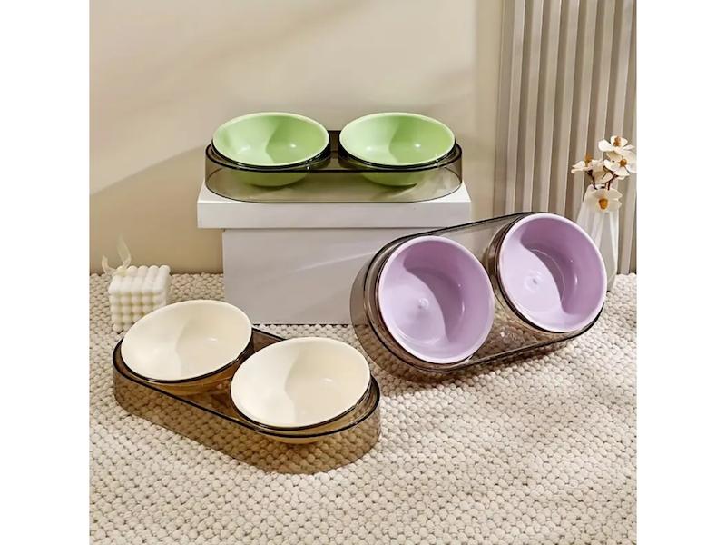 ست دو عددی ظرف غذای سگ و گربه HJOPOKEEL با پایه بلند – جای غذای دوگانه، مناسب سگ‌ها و گربه‌های کوچک و توله‌ها 