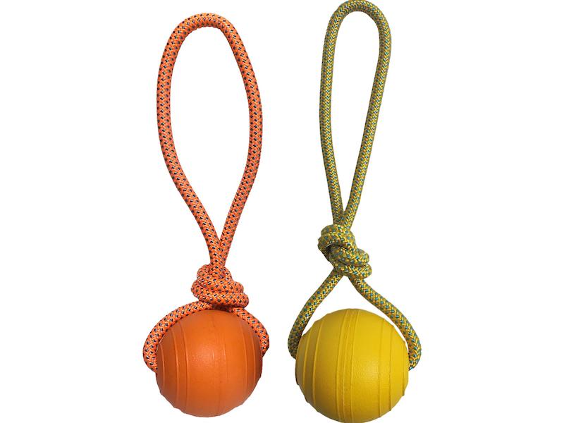 اسباب‌بازی سگ طناب کنفی همراه با توپ لاتکس برند Qibete