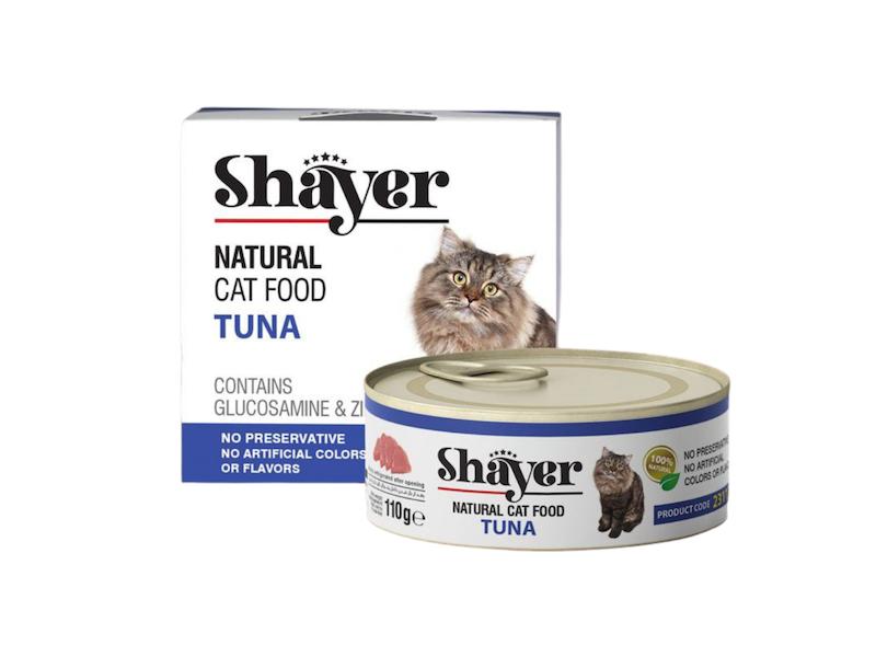 کنسرو طبیعی گربه شایر با طعم ماهی تن وزن 110 گرم _غذای دریایی سالم و خوش طعم برای گربه های بالغ