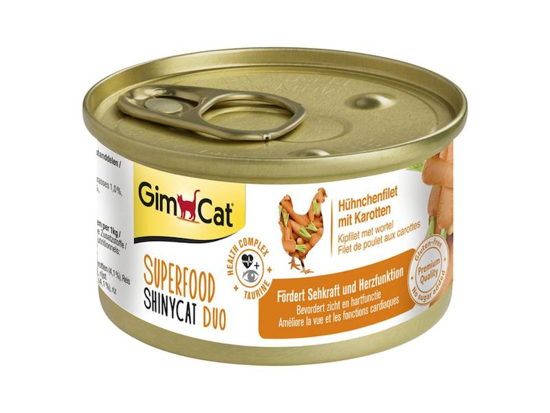 کنسرو گربه جیم کت دوئو با مرغ و هویج – GimCat ShinyCat Duo with Chicken & Carrot Tin 70g