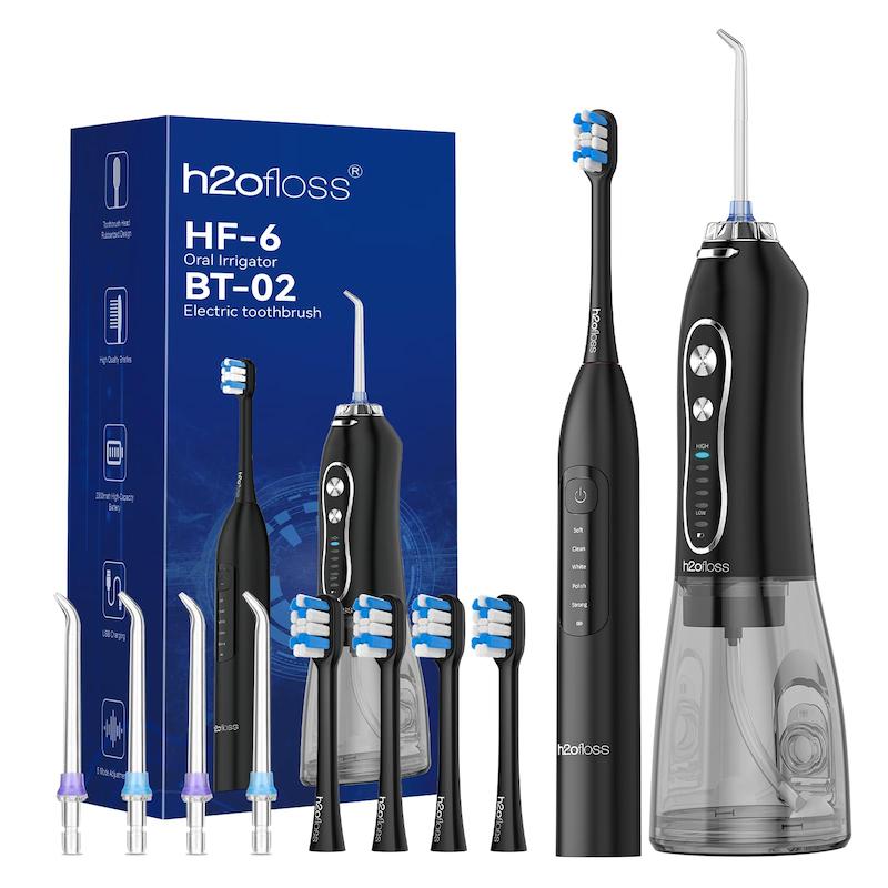 ست مسواک برقی و واترجت دندان H2ofloss مدل BT-02 و HF-6
