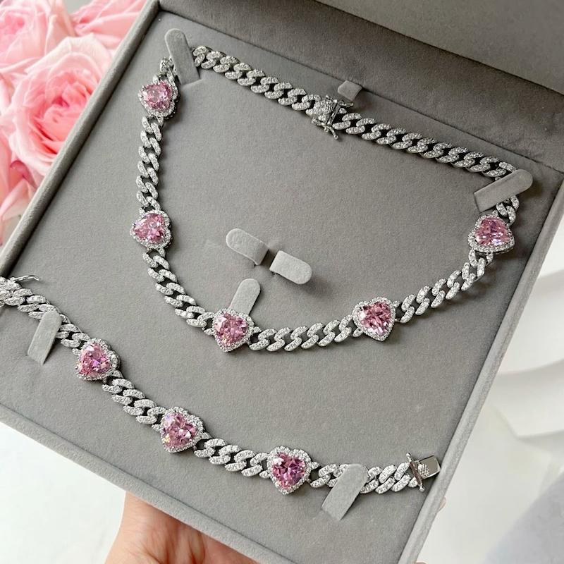 نیم ست قلب فول نگین