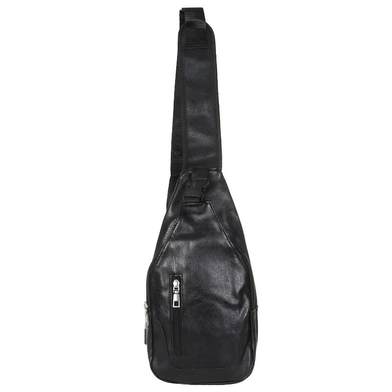 کیف تک بند مدل Body Bag چرمی - مشکی - کد1