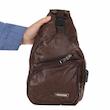 کیف تک بند مدل Body Bag چرمی - قهوه ای تیره - کد 1