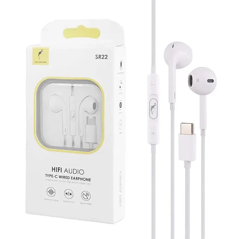 هندزفری باسیم Sky Dolphin Type-C مدل SR22 - سفید - TCO