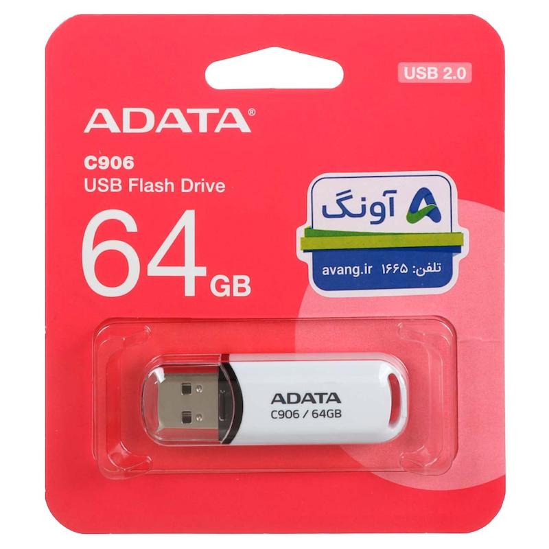 Adata C906 USB 2.0 Flash Memory - 64GB (گارانتی پنج ساله آونگ) سفید