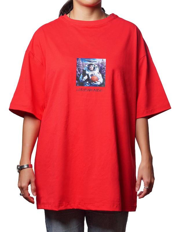 تی شرت با طرح فضانورد و گربه