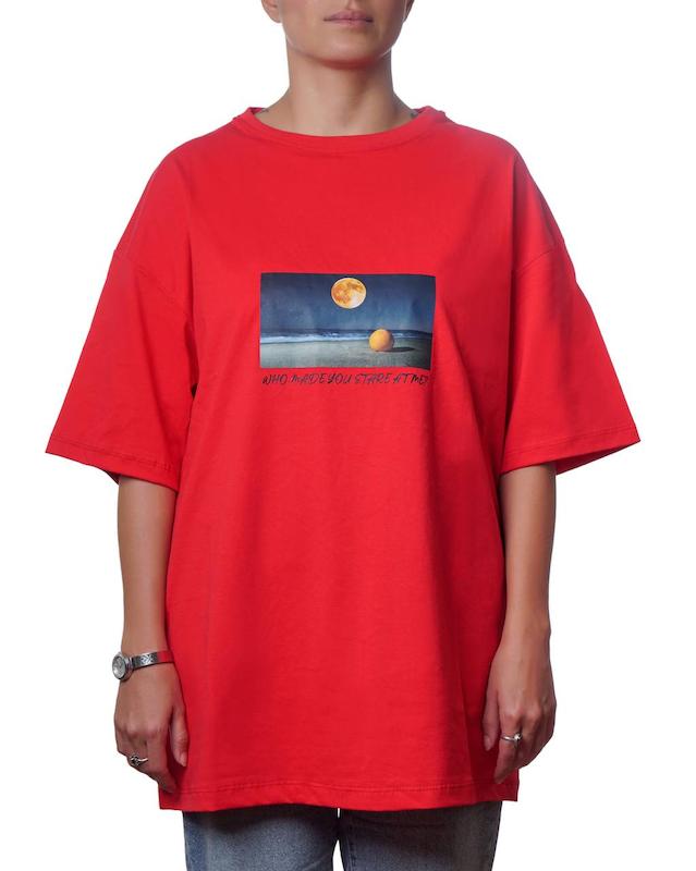 تی شرت با طرح پرتقال و ماه 