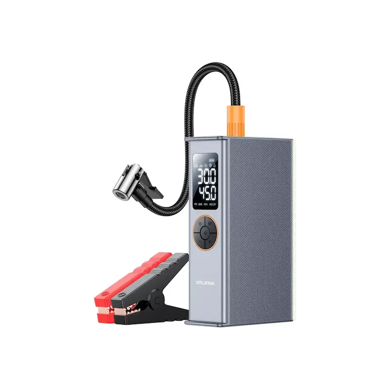 جامپ استارتر خودرو ، پمپ باد تایر و پاوربانک فست شارژ VIPLATINA 7200mAh مدل C10 100W - خاکستری (گارانتی شش ماه تعویض نیکان هم...