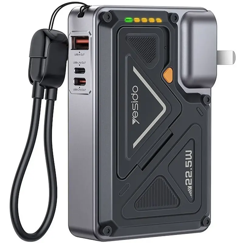 پاوربانک PD و فست شارژ Yesido 22.5W 20000mAh مدل MH103 - مشکی (گارانتی شش ماه تعویض نیکان همراه)