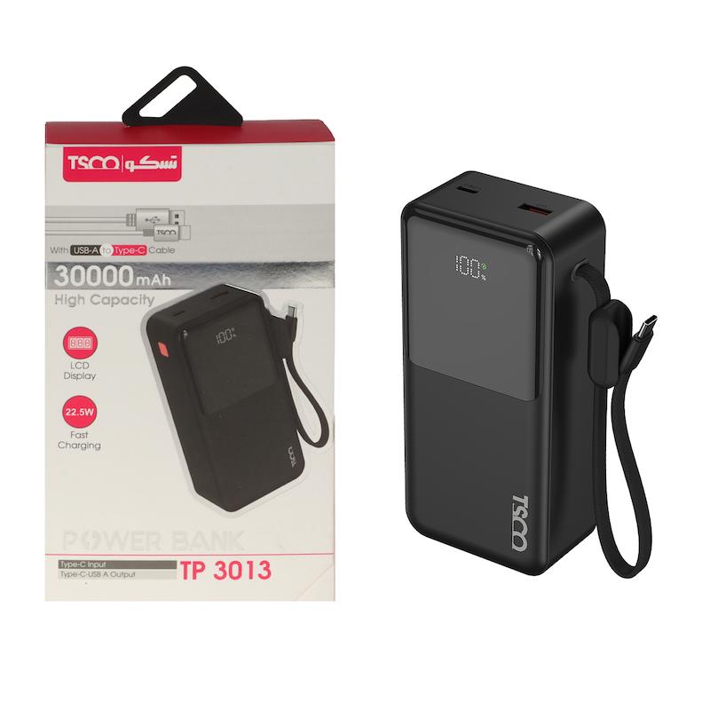 پاوربانک فست شارژ TSCO 30000mAh مدل TP 3013 22.5W - مشکی (گارانتی 12 ماهه TSCO)