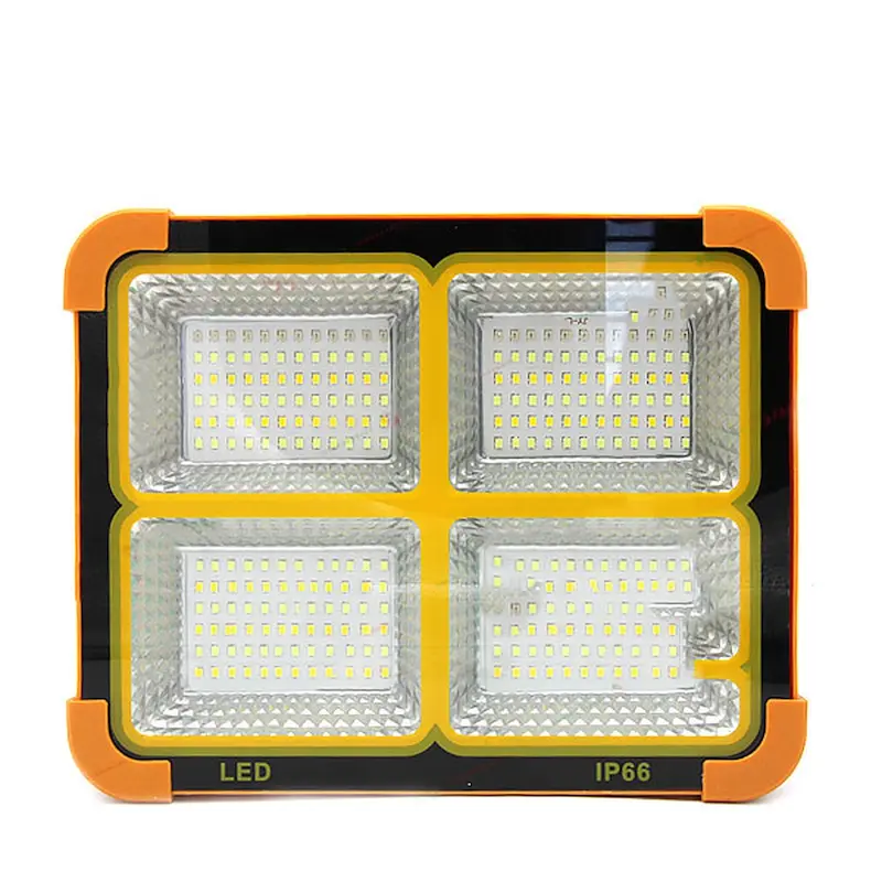 چراغ شارژی کمپینگ پایه دار مدل Solar 1000w (دارای پنل خورشیدی) - نارنجی