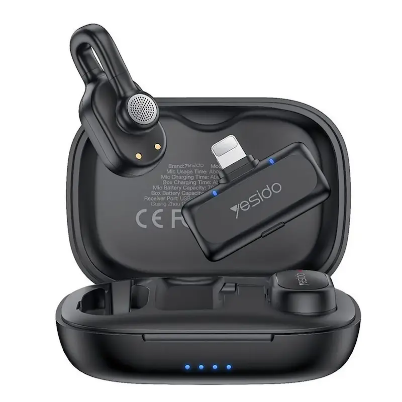 میکروفون بی سیم Yesido Lightning مدل KR24 - مشکی (گارانتی شش ماهه تعویض نیکان همراه)