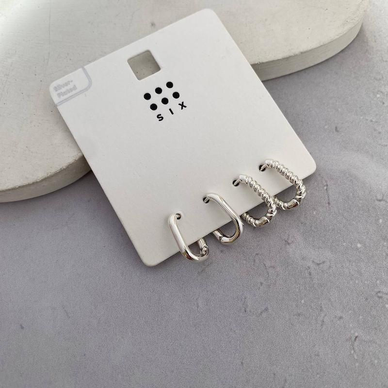 پک گوشواره مستطیلی روکش نقره