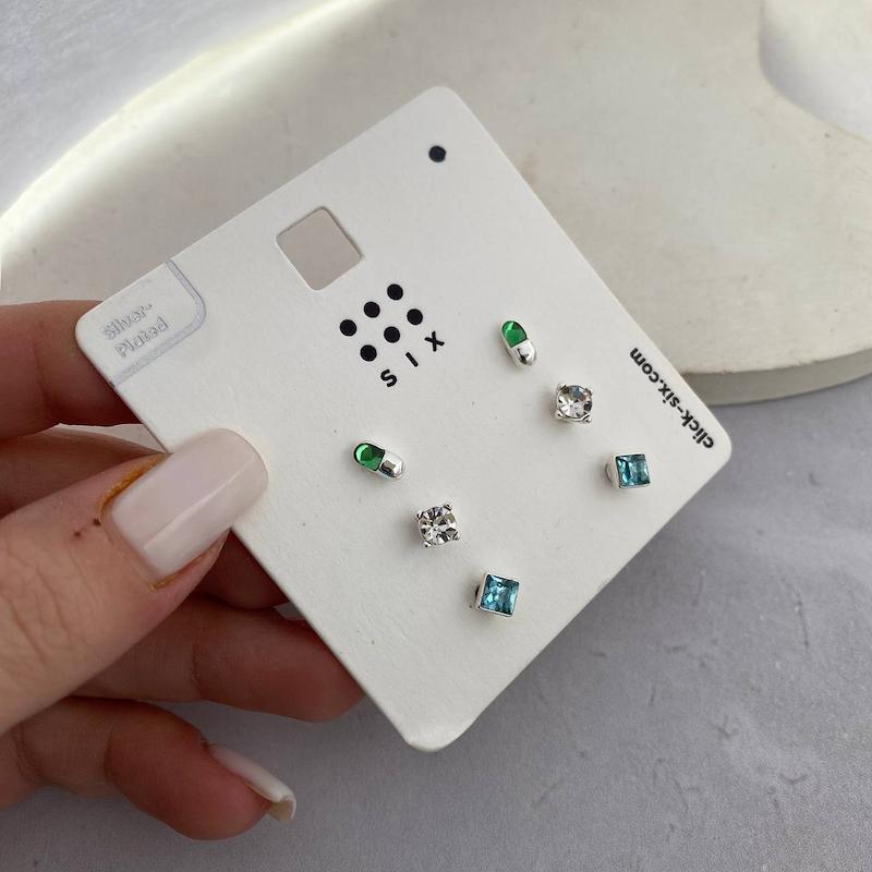 پک گوشواره روکش نقره کریستال سوارسکی