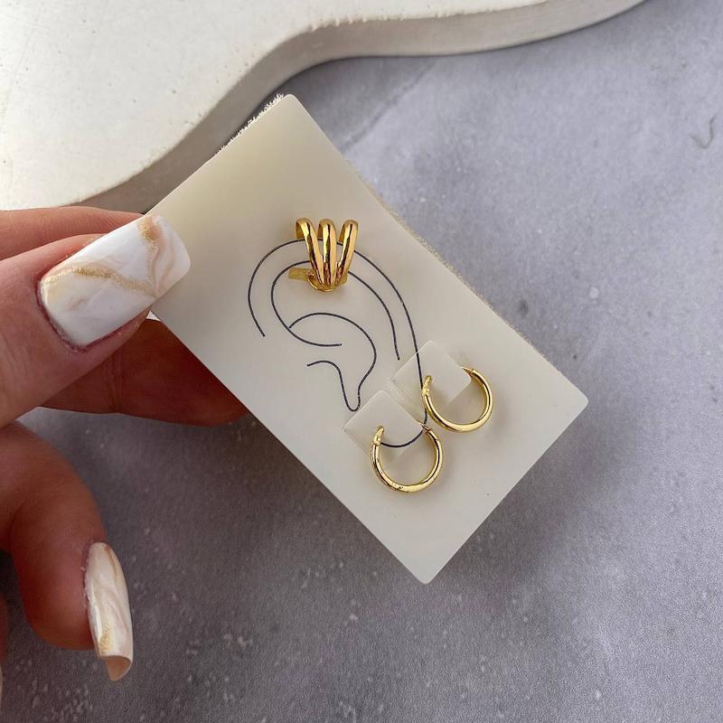 پک گوشواره و ایرکاف نقره عیار ۹۲۵