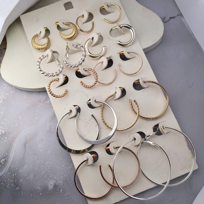پک گوشواره حلقه‌ای ده‌جفتی