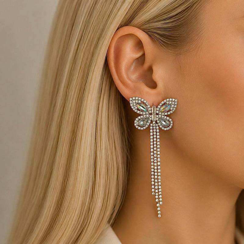 گوشواره کریستال هفت‌رنگ سوارسکی اصل